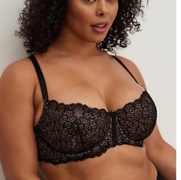 Torrid Curve Unlined Balconette Black Lace Underwire Bra 44DD NWT - Picture 1 of 8